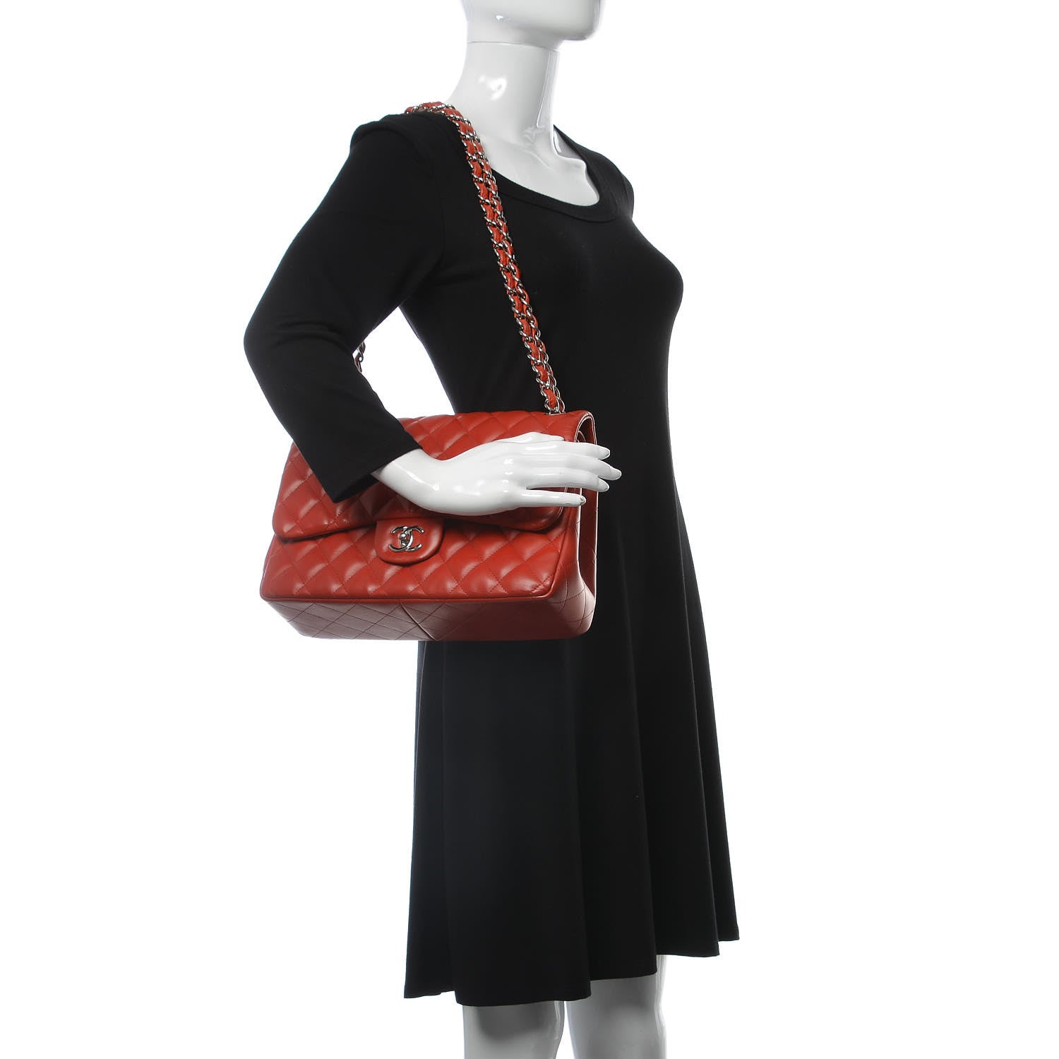 Chanel Lambskin Quilted Jumbo Double Flap Red 2 of 13