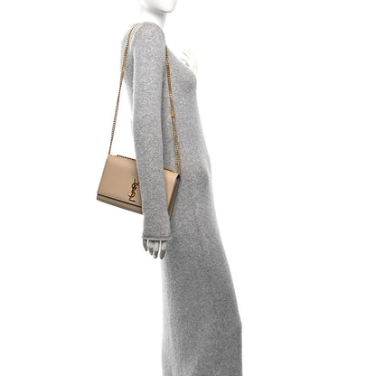 Saint Laurent Grain De Poudre Medium Monogram Kate Satchel Nude Powder 2 of 9