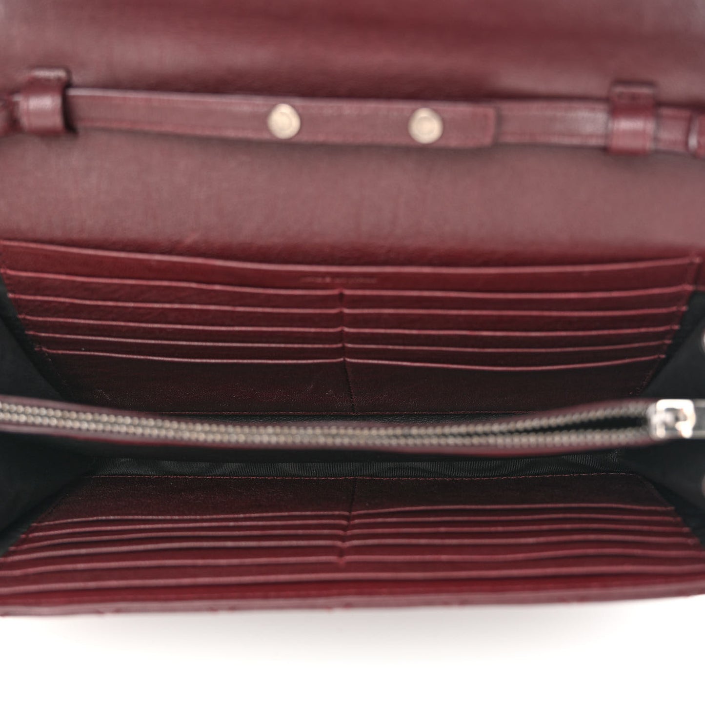 Sheepskin Tri-Quilt Monogram Envelope Chain Wallet Burgundy