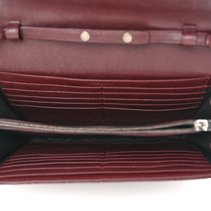 Saint Laurent Sheepskin Tri-Quilt Monogram Envelope Chain Wallet Burgundy 5 of 12