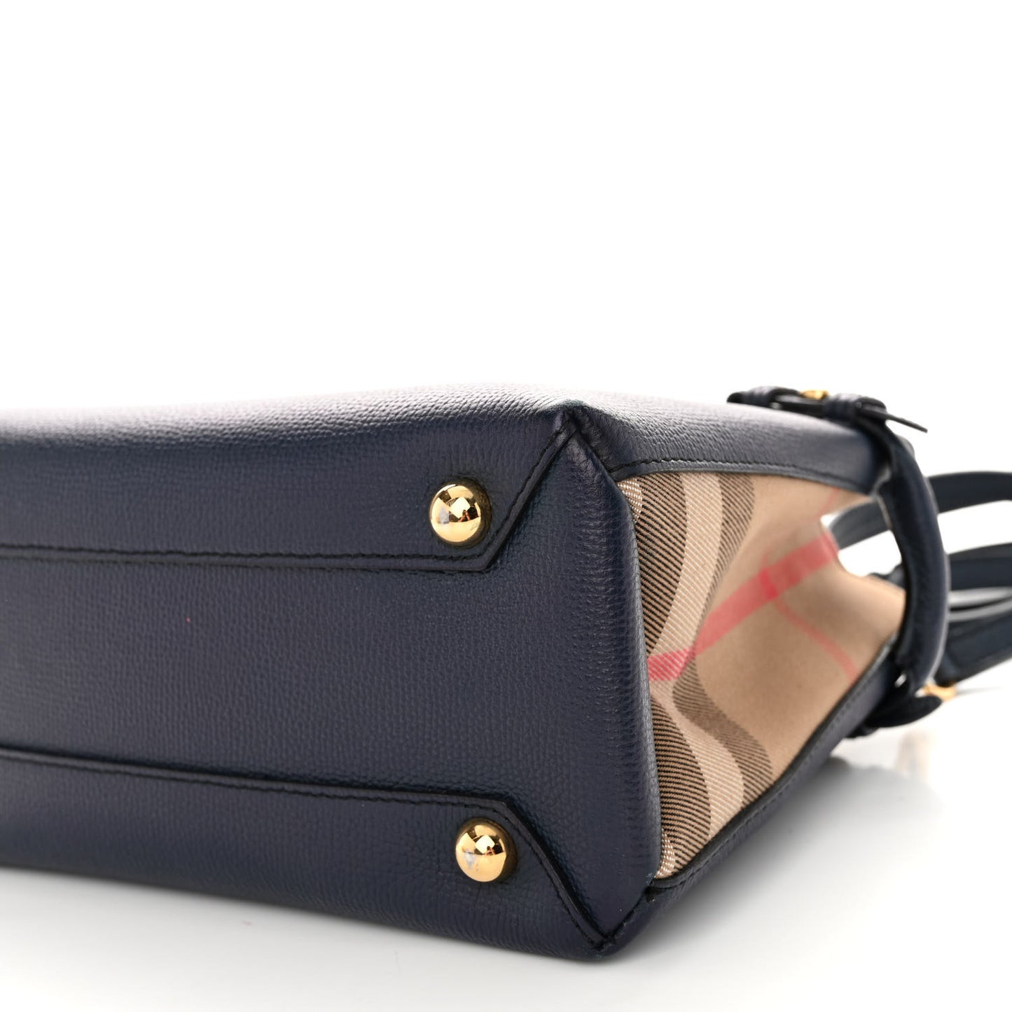 Grainy Calfskin House Check Small Banner Tote Ink Blue