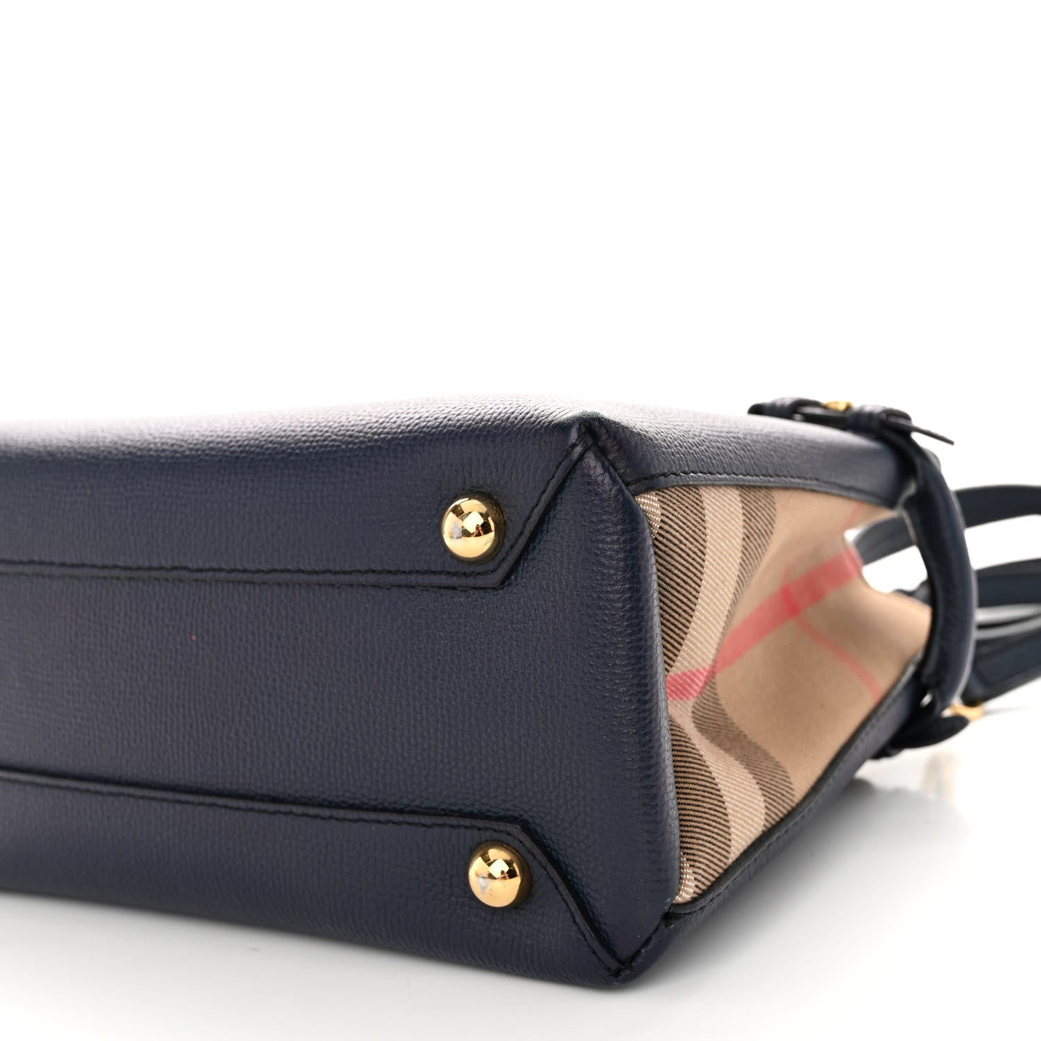 Burberry Grainy Calfskin House Check Small Banner Tote Ink Blue 10 of 12