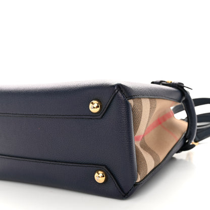 Burberry Grainy Calfskin House Check Small Banner Tote Ink Blue 10 of 12