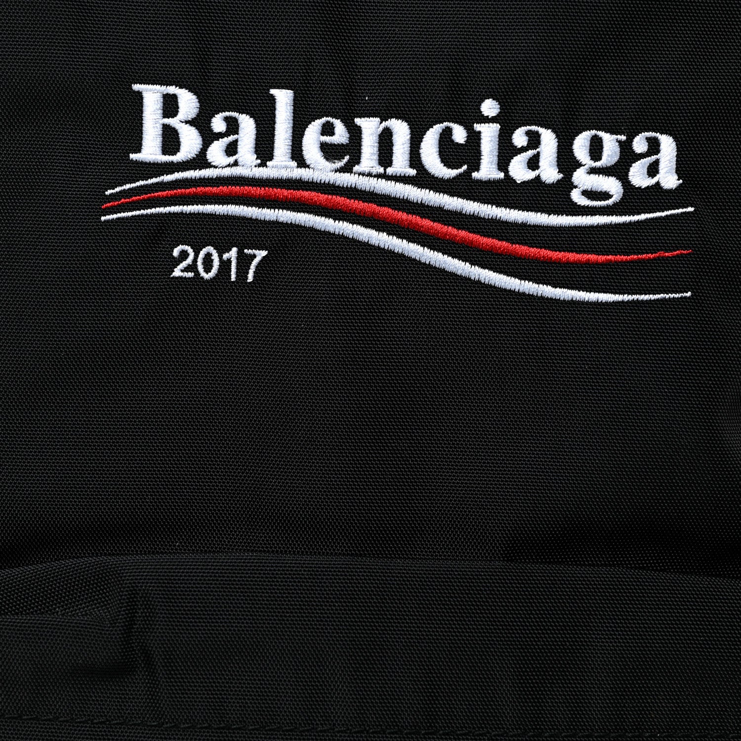 Balenciaga Nylon Political Campaign Logo Embroidered Explorer Backpack Black 7 of 9