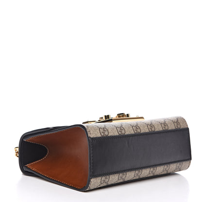 Gucci GG Supreme Monogram Calfskin Small Padlock Shoulder Bag Beige Black Cuir 4 of 12