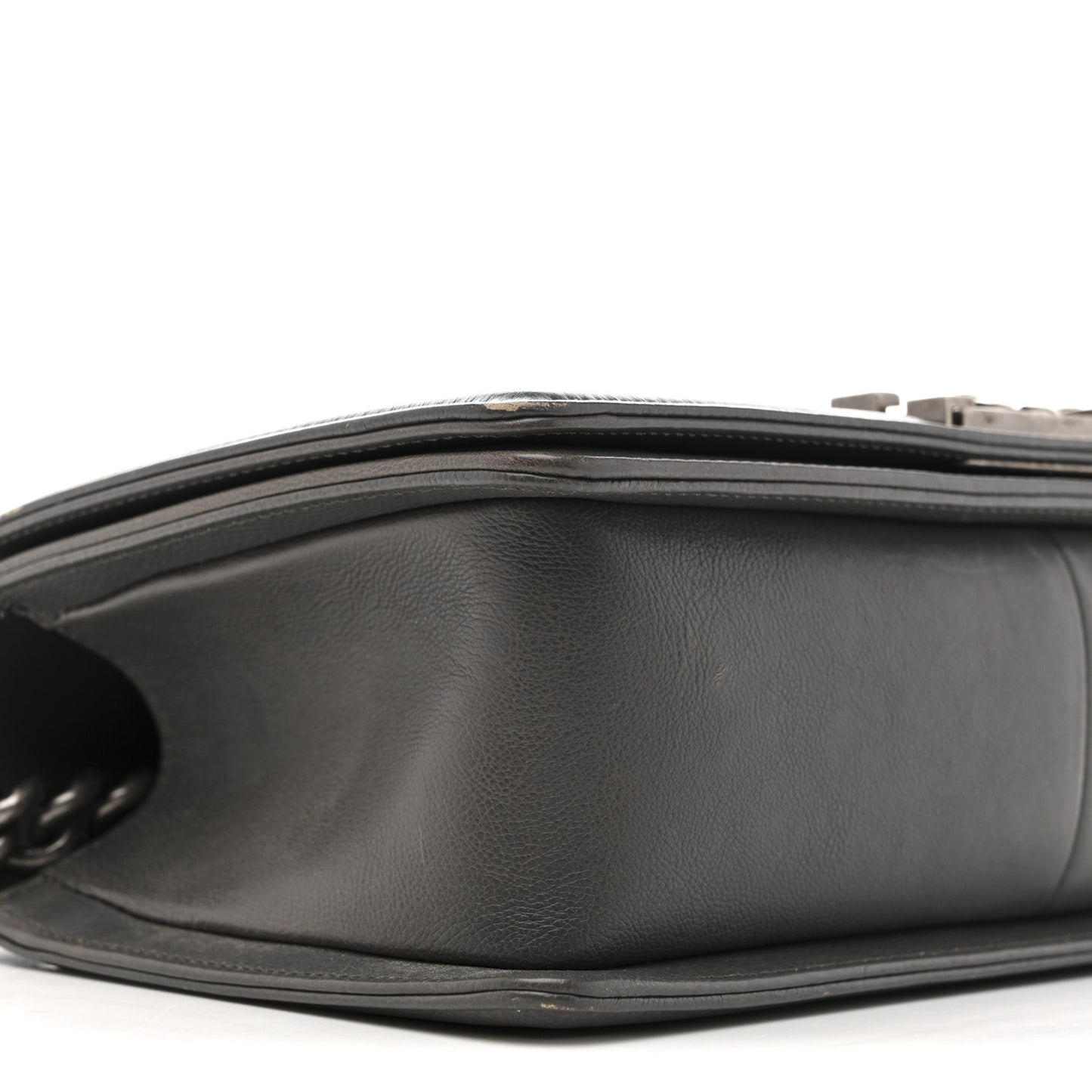 Calfskin Double Stitch Medium Boy Flap Grey
