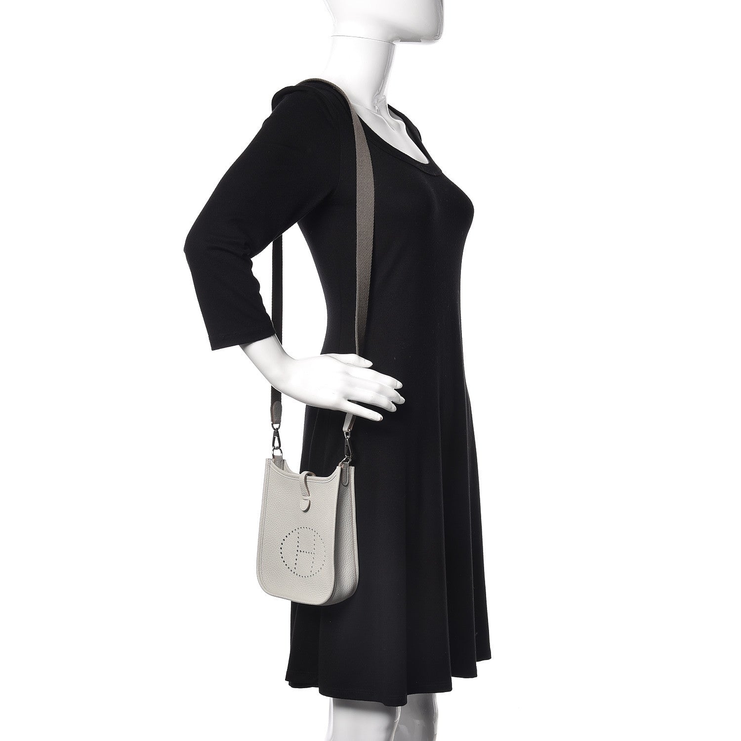 Hermes Taurillon Clemence Amazone Evelyne TPM Gris Perle Etoupe 2 of 10