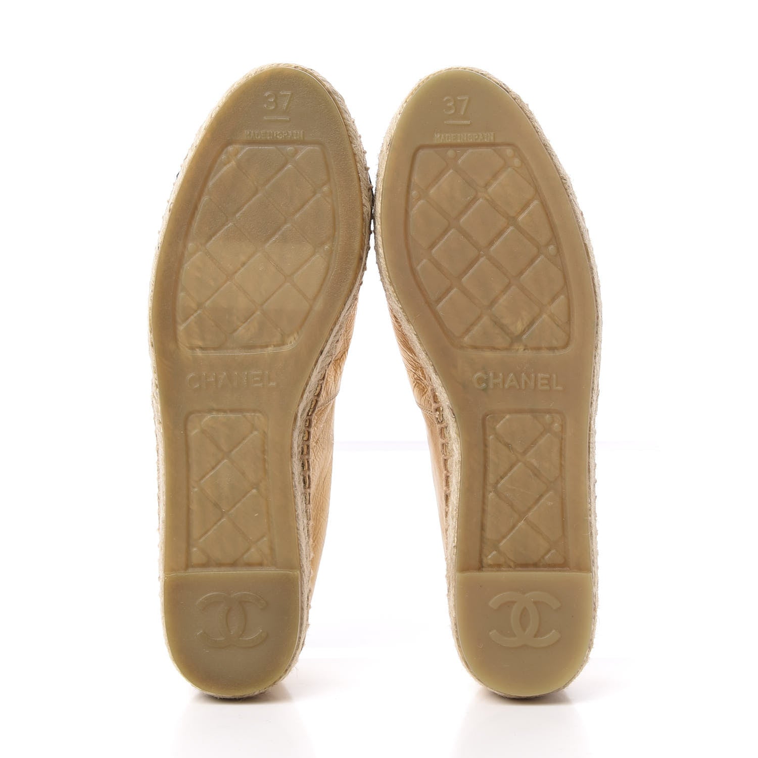 Chanel Laminated Lambskin Grosgrain CC Espadrilles 37 Gold Black 6 of 11