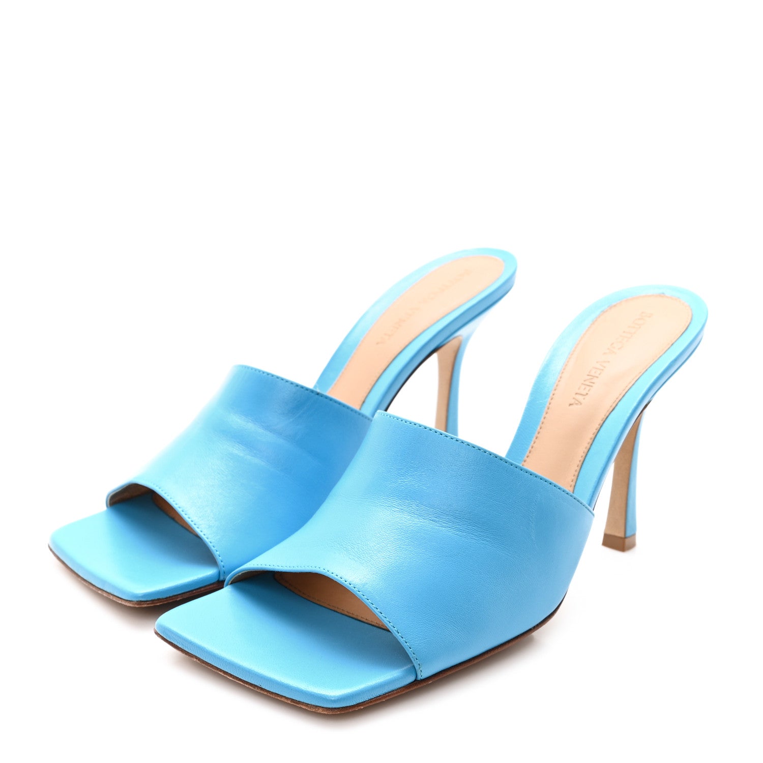Bottega Veneta Lambskin Stretch Mule Sandals 38 Sky Blue 4 of 9
