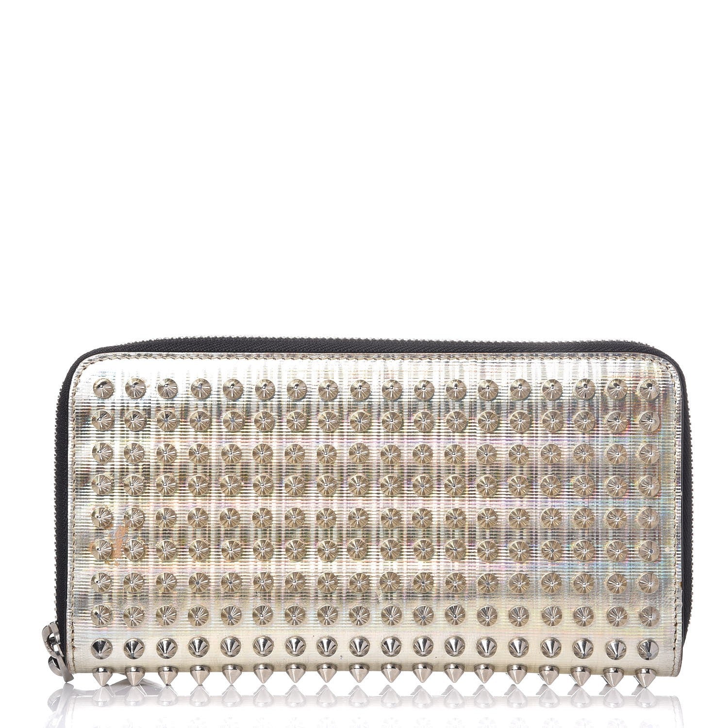Christian Louboutin Metallic Specchio Panettone Spiked Zip Around Wallet Gold 1 of 7