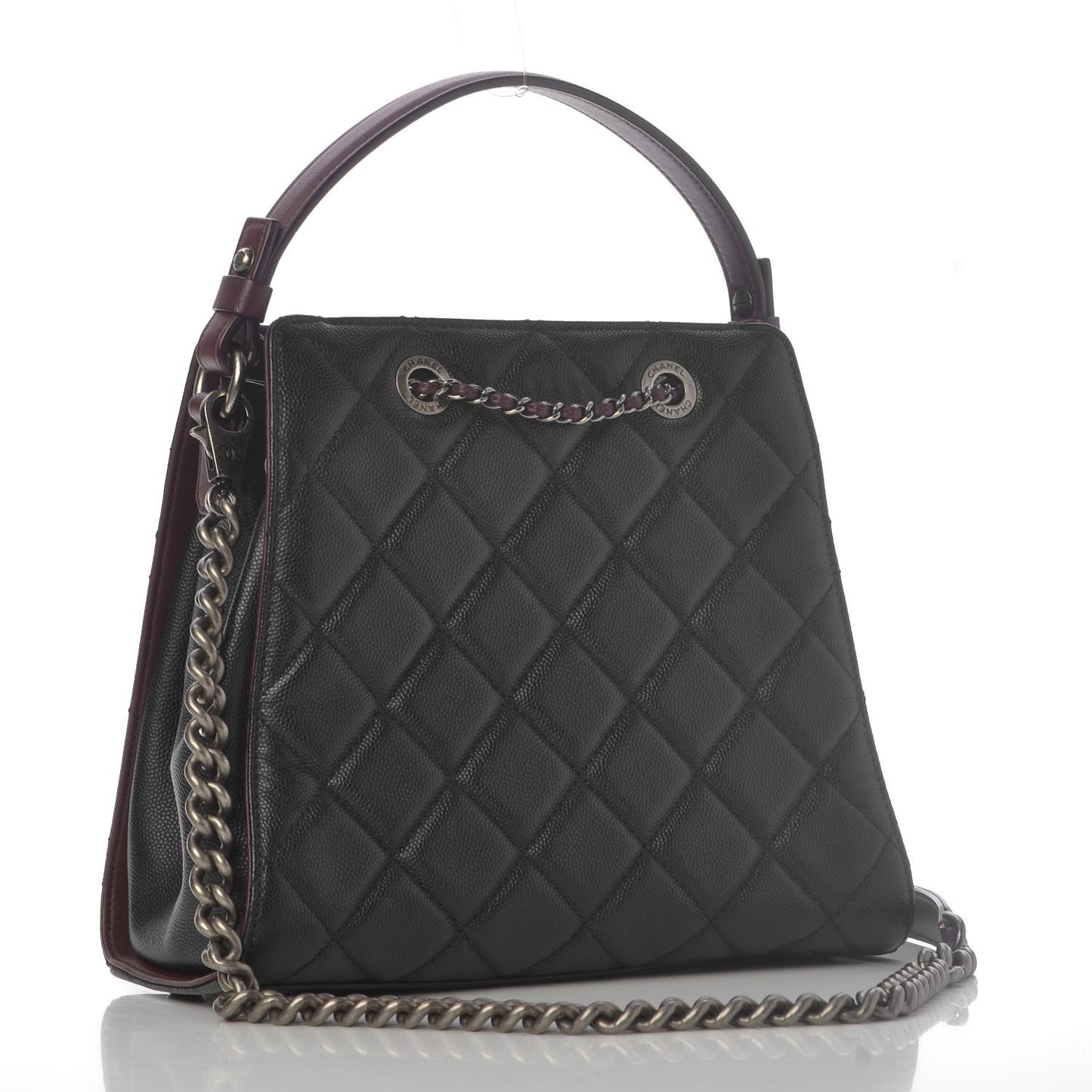 Caviar Quilted Small CC Bucket Bag Black