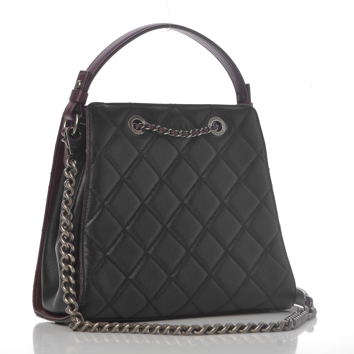 Chanel Caviar Quilted Small CC Bucket Bag Black 4 of 9