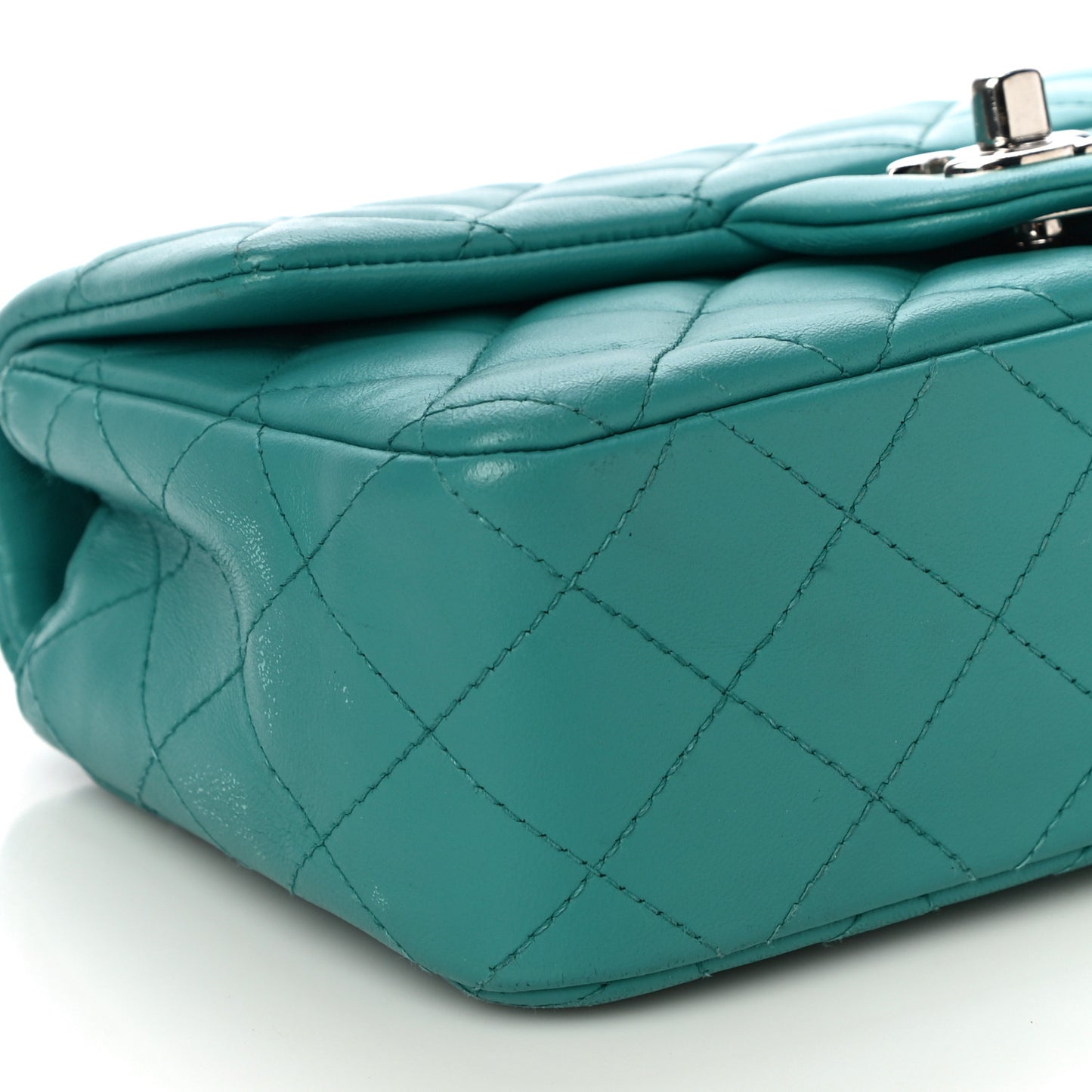 Lambskin Quilted Mini Rectangular Flap Turquoise