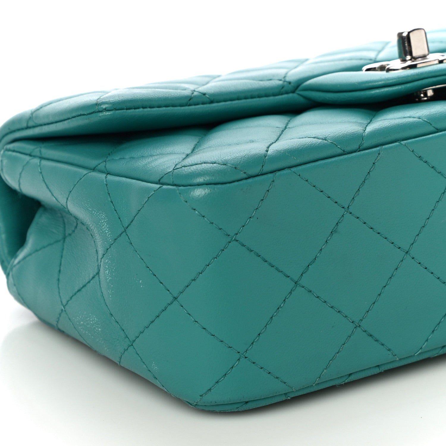 Chanel Lambskin Quilted Mini Rectangular Flap Turquoise 8 of 16