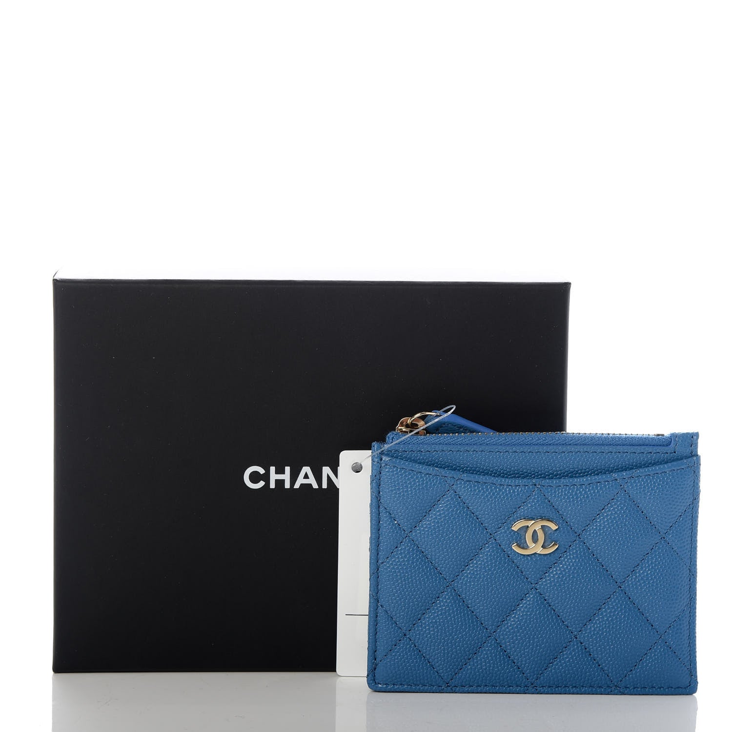 Chanel Caviar Quilted CC Zip Card Holder Blue 8 of 8