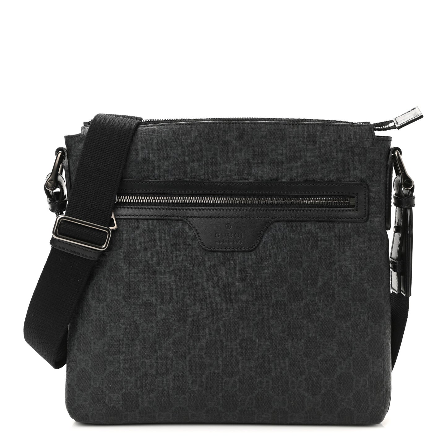 GG Supreme Monogram Crossbody Messenger Bag Black Grey