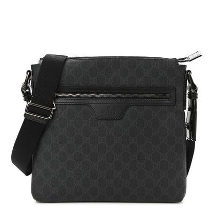 Gucci GG Supreme Monogram Crossbody Messenger Bag Black Grey 1 of 9