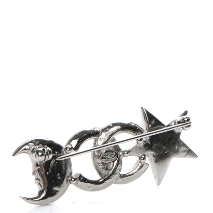 Chanel Ruthenium Crystal CC Moon Star Brooch 3 of 5