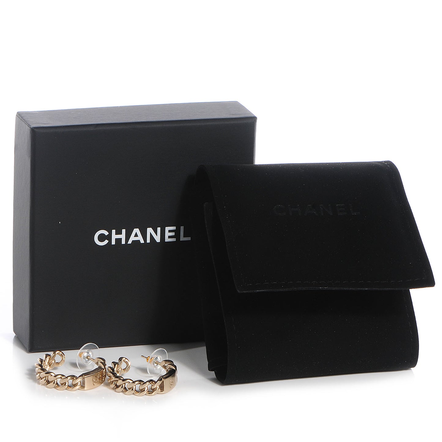 CC Chain Hoop Earrings Gold