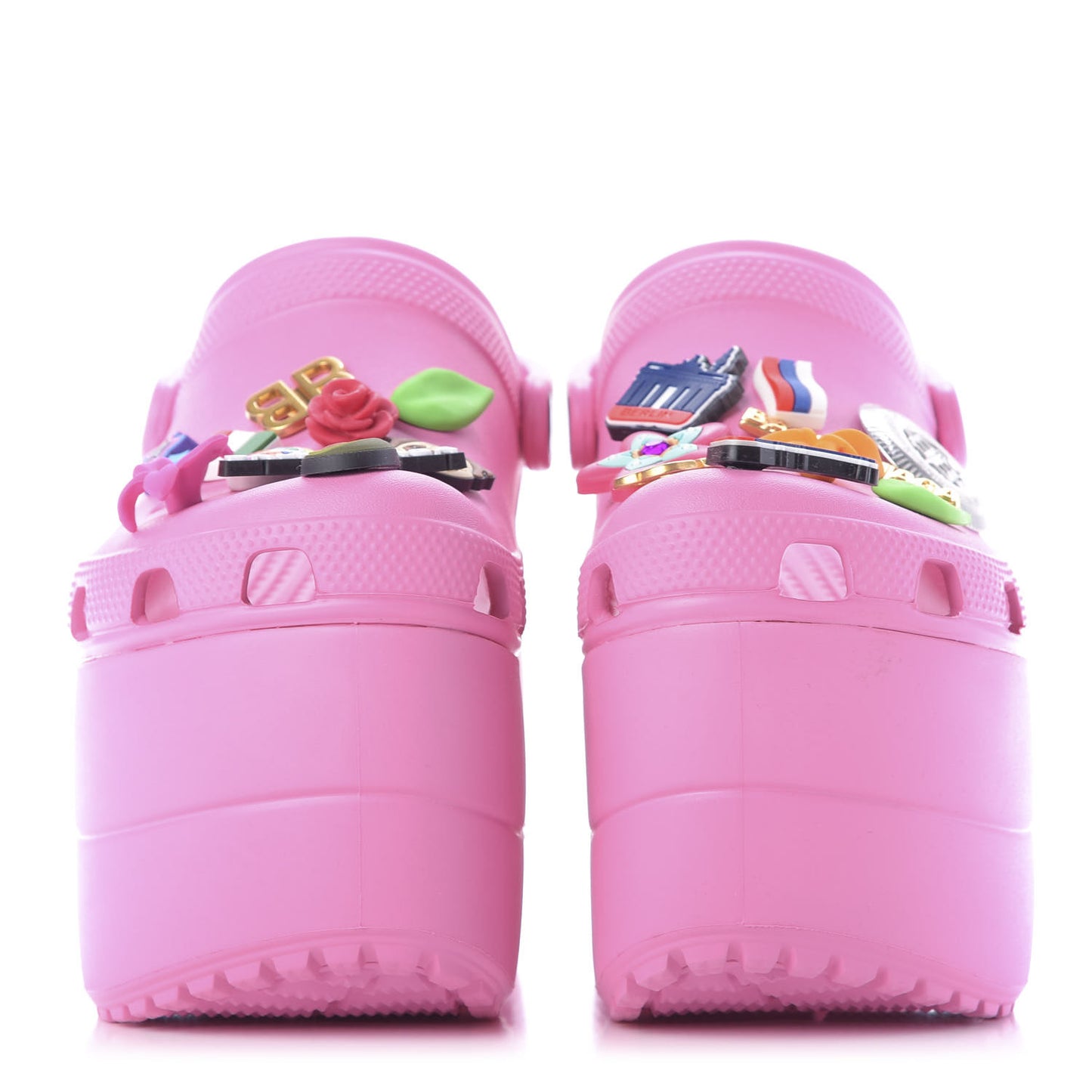 X CROCS Rubber Textured Womens Platform Sandals 36 Rose Bonbon