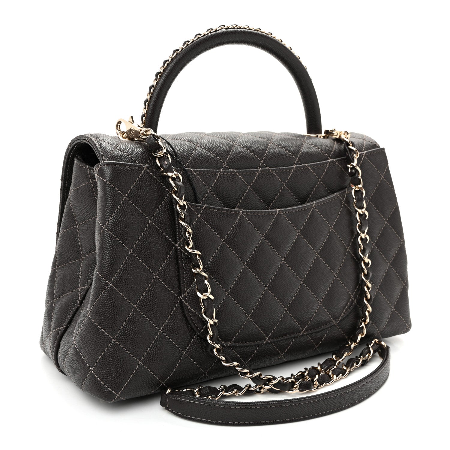 Chanel Caviar Quilted Small Coco Handle Flap Dark Brown Dark Brown 3 of 10