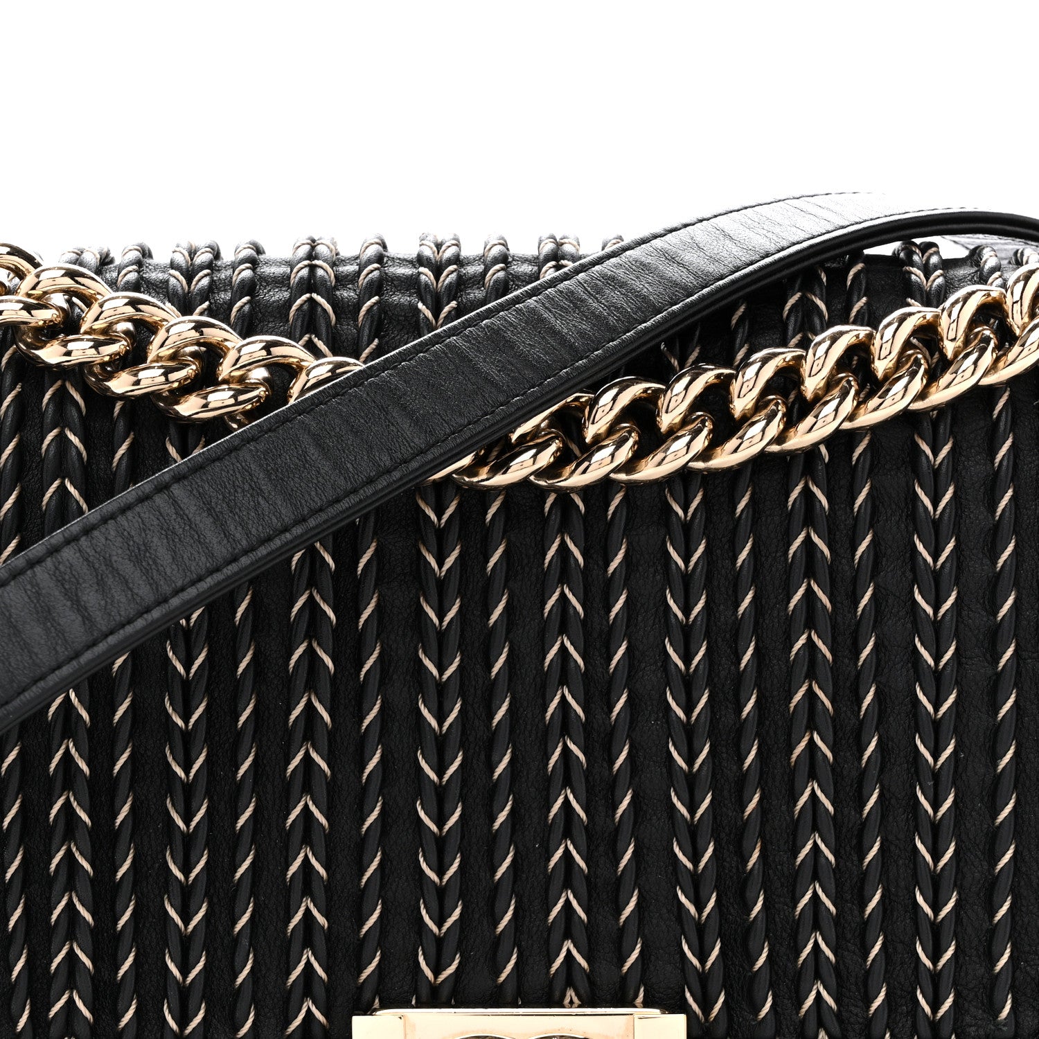 Chanel Calfskin Braided Medium Boy Flap Black 8 of 12