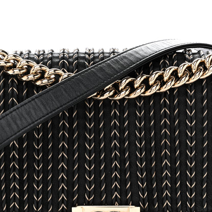 Chanel Calfskin Braided Medium Boy Flap Black 8 of 12