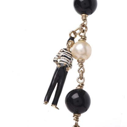 Chanel Pearl Bead Enamel CC Long Necklace Black Gold 6 of 10