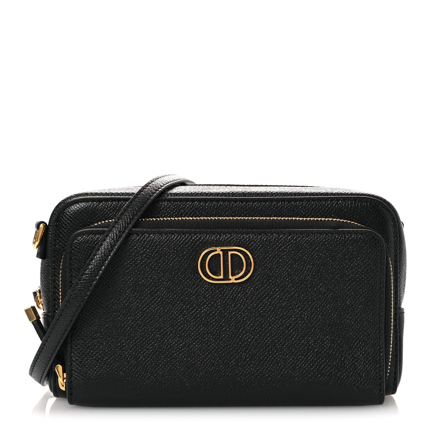 Christian Dior Grained Calfskin Caro Double Pouch Black 1 of 11