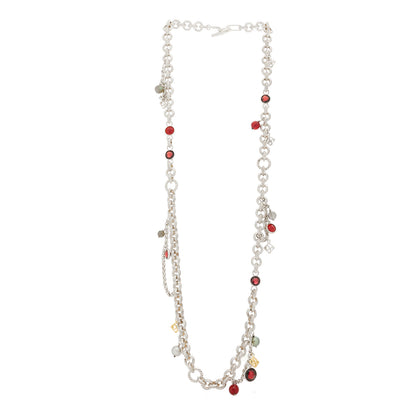 David Yurman Sterling Silver 18K Yellow Gold Carnelian Garnet Cultured Pearl Labradorite Old World Charm Necklace 3 of 4
