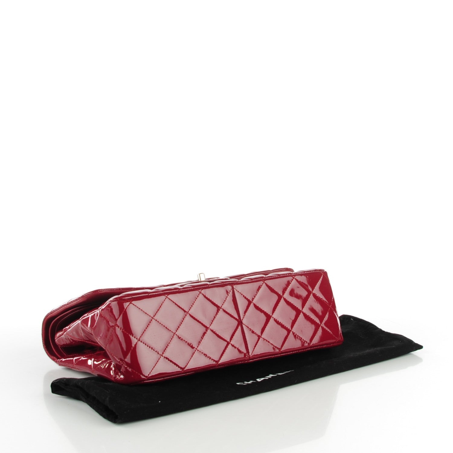 Chanel Patent Quilted Jumbo Double Flap Dark Red 4 of 8