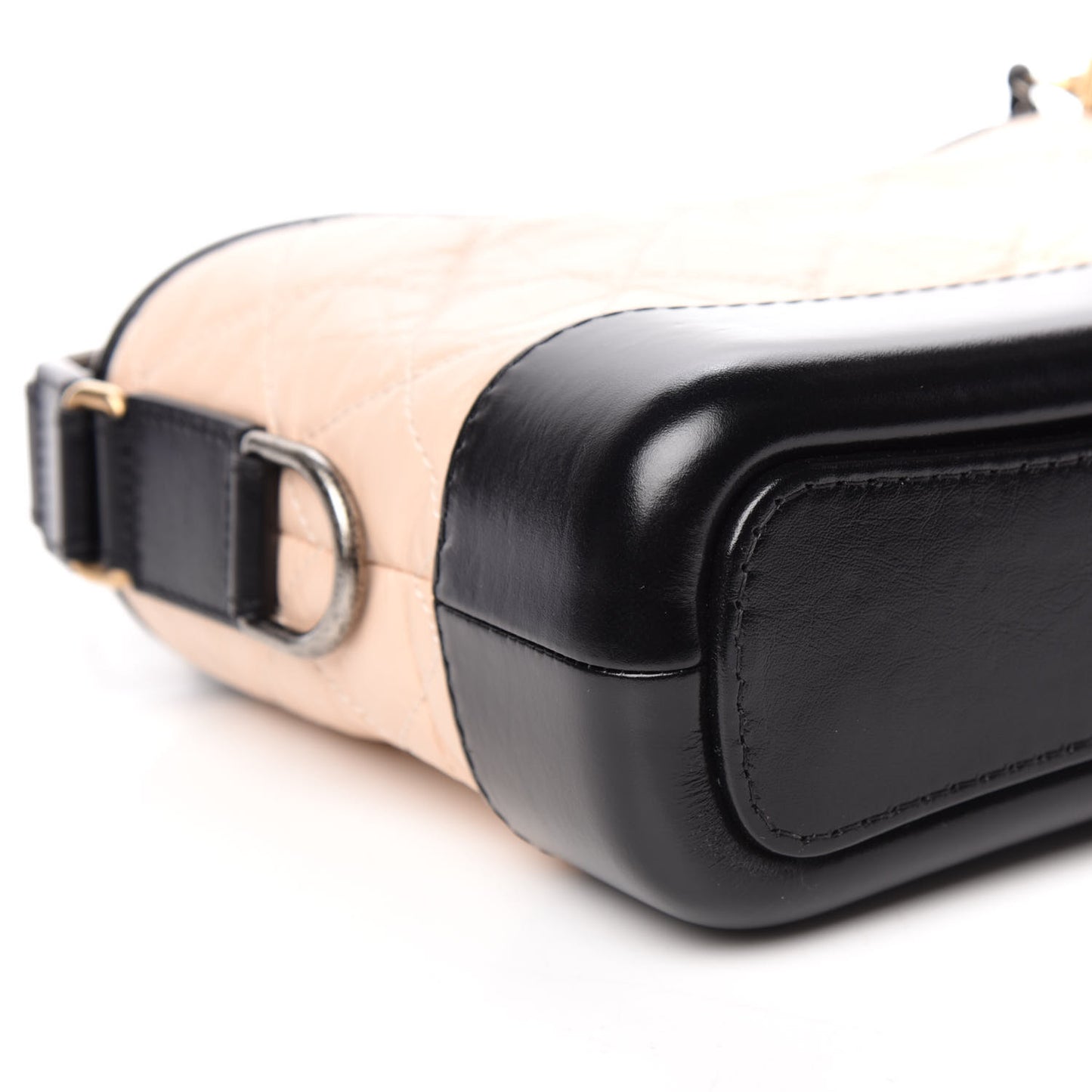 Aged Calfskin Quilted Small Gabrielle Hobo Beige Black