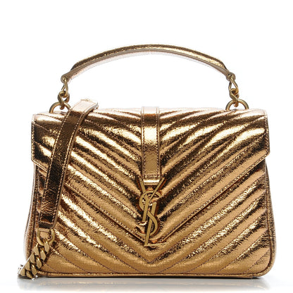 Saint Laurent Metallic Cracked Matelasse Monogram Medium College Bag Bronze 1 of 6