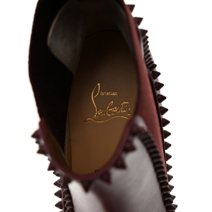 Christian Louboutin Calfskin Out Line Spike Lug 70 Boots 37.5 Bordeaux 6 of 8
