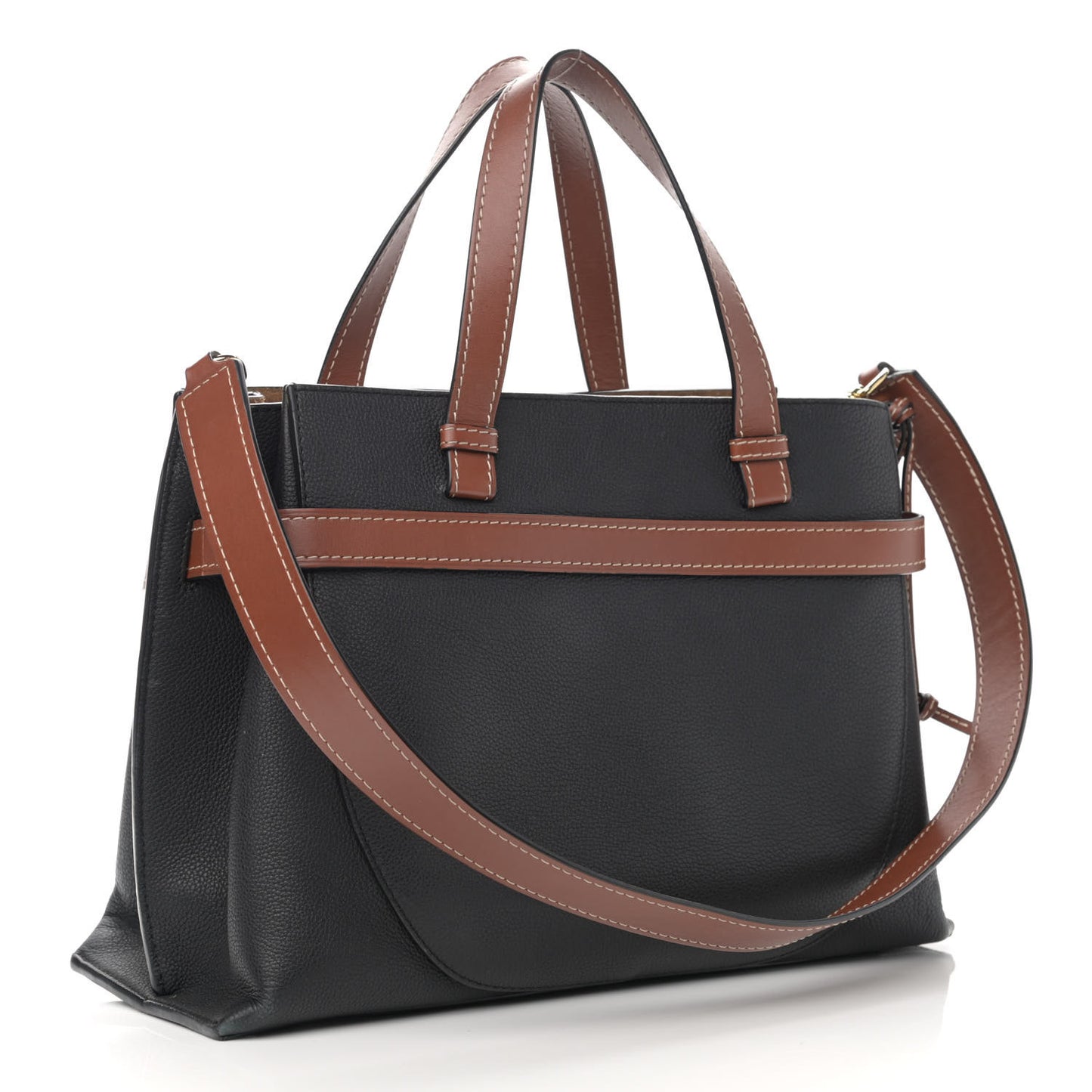 Calfskin Medium Gate Tote Pecan Black