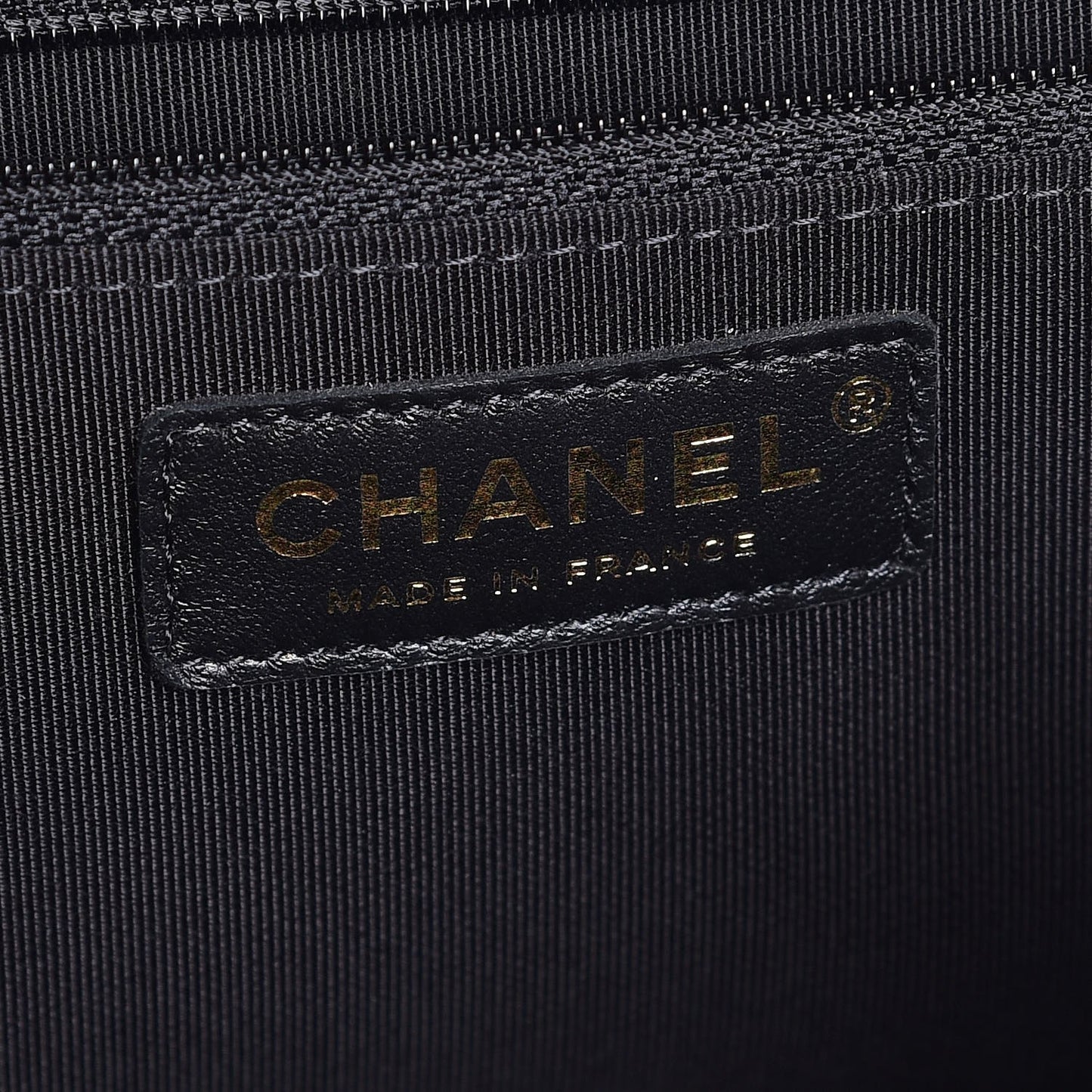 Glazed Calfskin Chevron Quilted Large Hampton Flap Black