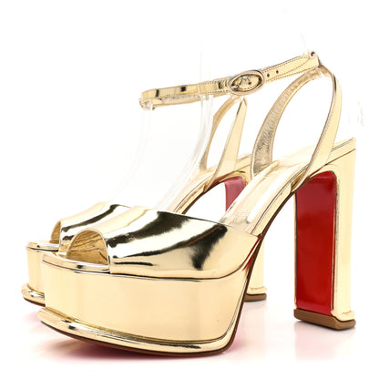 Christian Louboutin Metallic Patent Amali Alta 130 Platform Sandals 40 Black 3 of 9