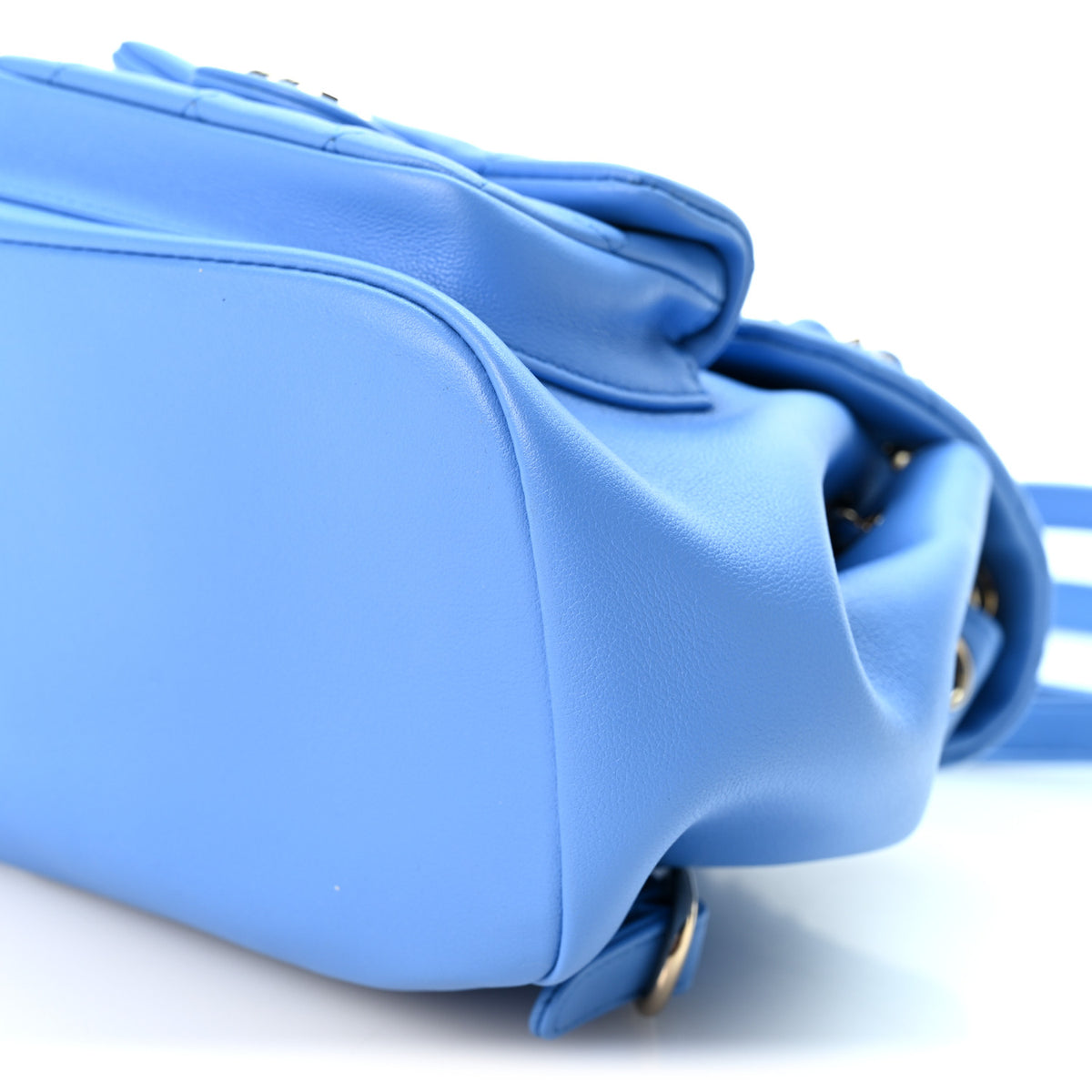 Lambskin Quilted Small Duma Drawstring Backpack Blue