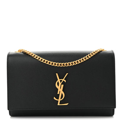 Saint Laurent Grain De Poudre Medium Classic Monogram Kate Satchel Black 1 of 12
