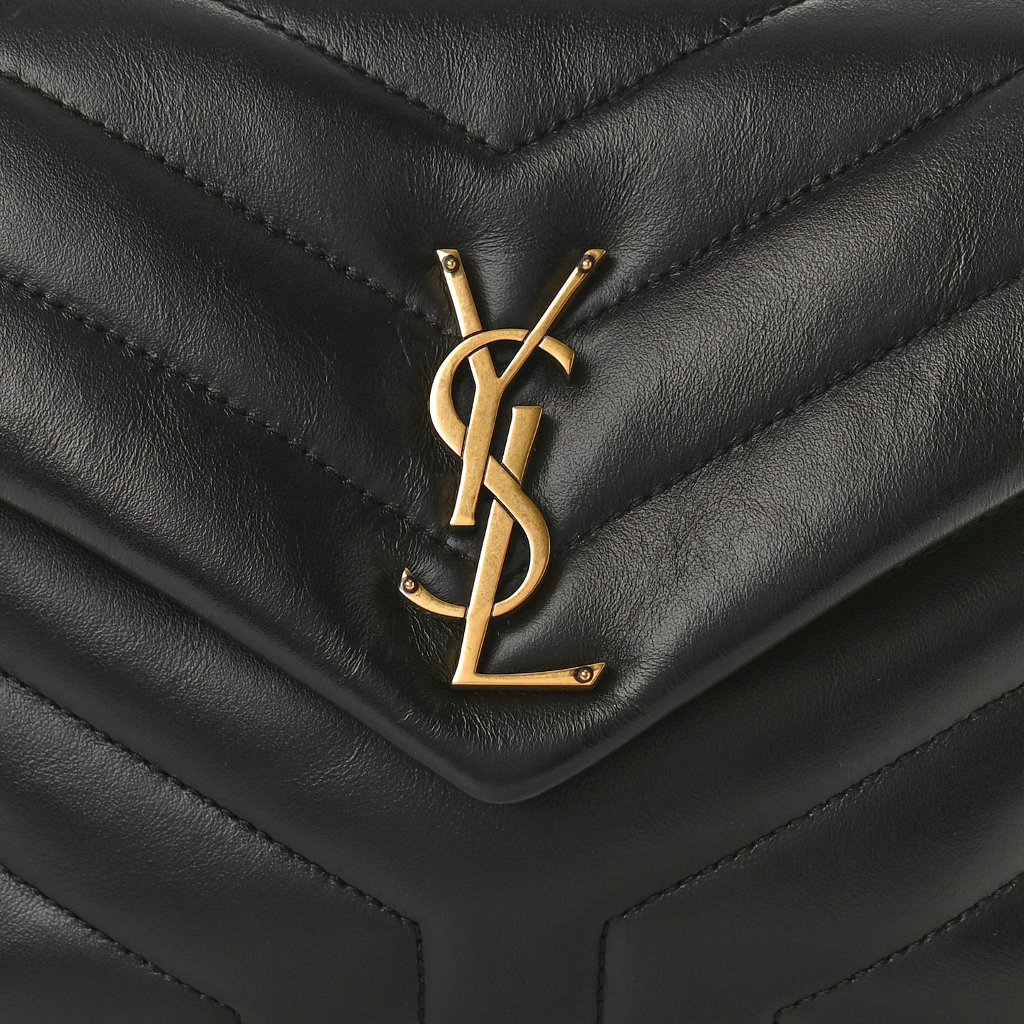 Calfskin Y Quilted Monogram Small Loulou Chain Satchel Black