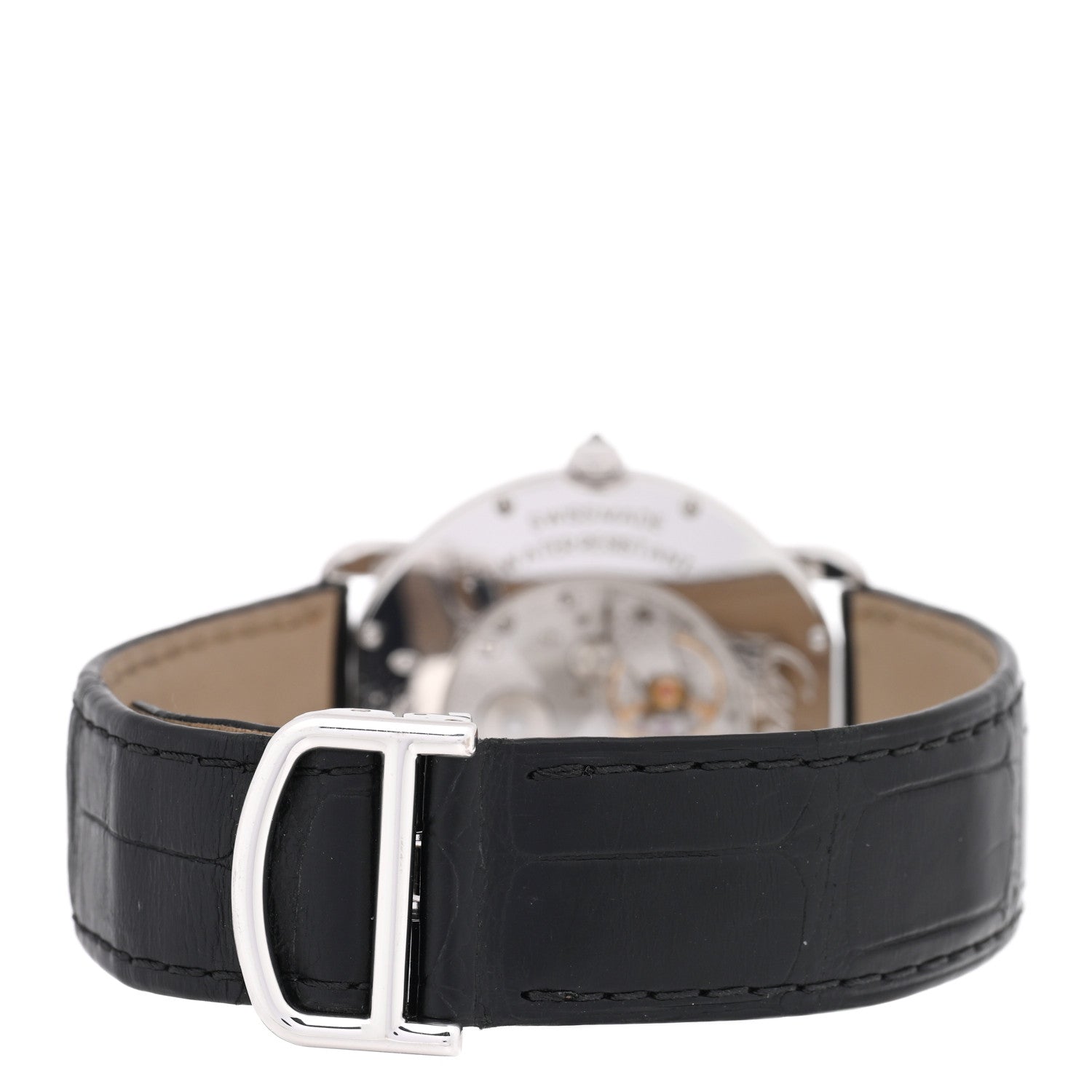 Cartier 18K White Gold Alligator Diamond Bezel 36mm Ronde Louis Manual Winding Watch 3 of 4
