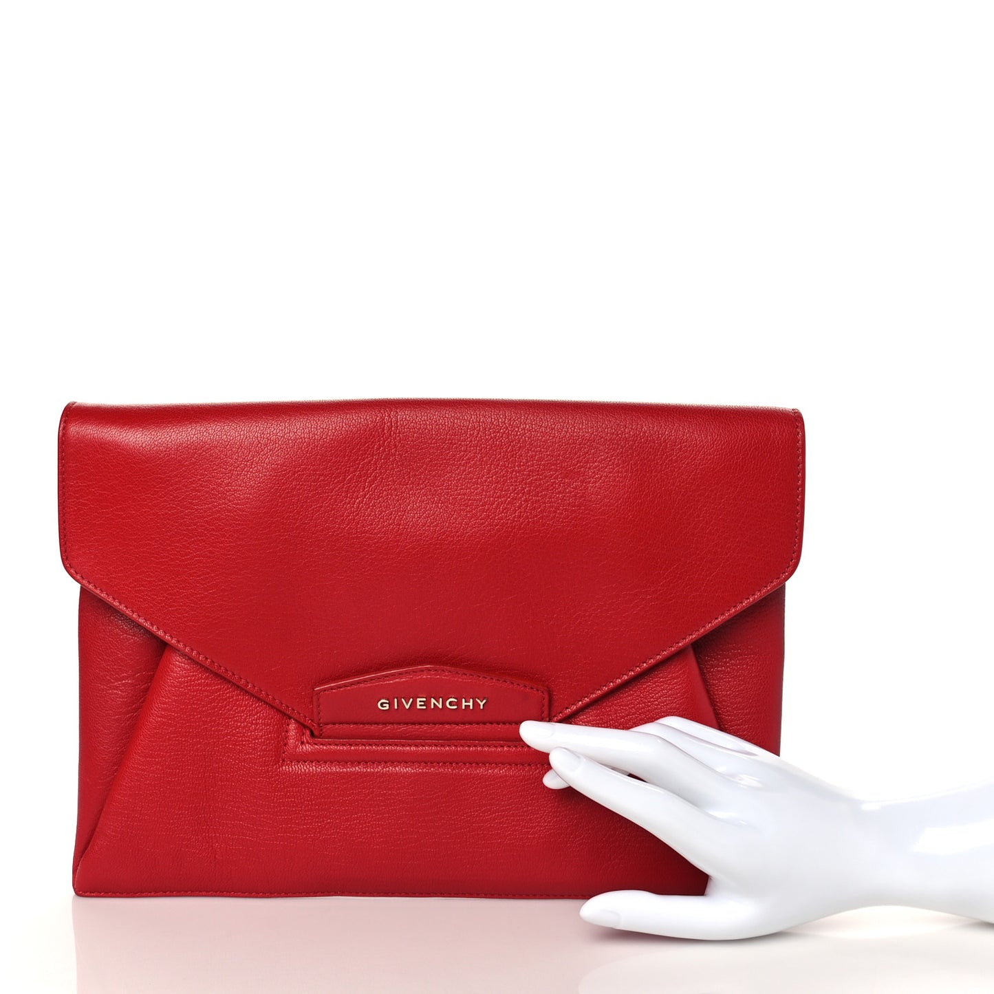 Sugar Goatskin Medium Antigona Envelope Clutch Red