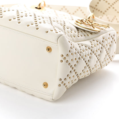 Christian Dior Calfskin Cannage Studded Medium Supple Lady Dior White 8 of 8