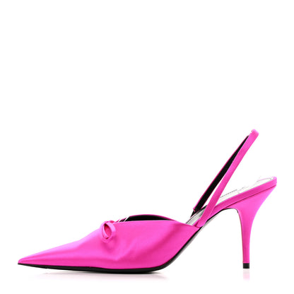 Balenciaga Satin Pointed Toe Knife Slingback Mules 40 Rose Fuchsia 1 of 10