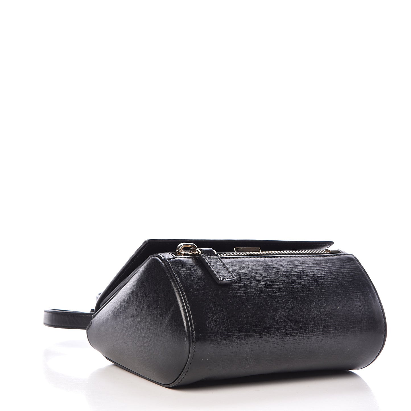 Textured Calfskin Mini Pandora Box Crossbody Bag Black