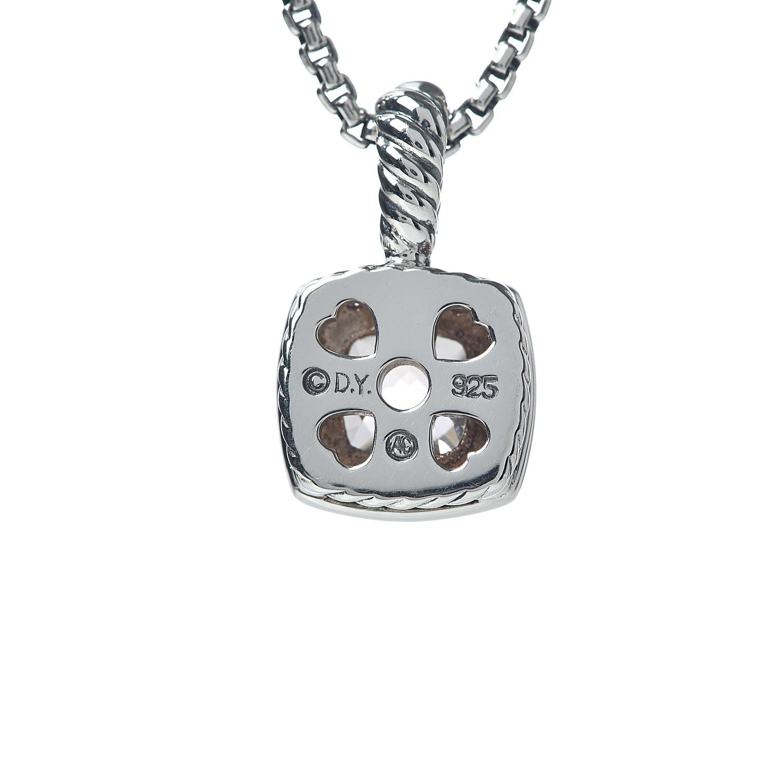 David Yurman Sterling Silver Diamond Morganite 7mm Petite Albion Pendant Necklace 5 of 6