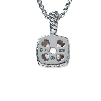 David Yurman Sterling Silver Diamond Morganite 7mm Petite Albion Pendant Necklace 5 of 6