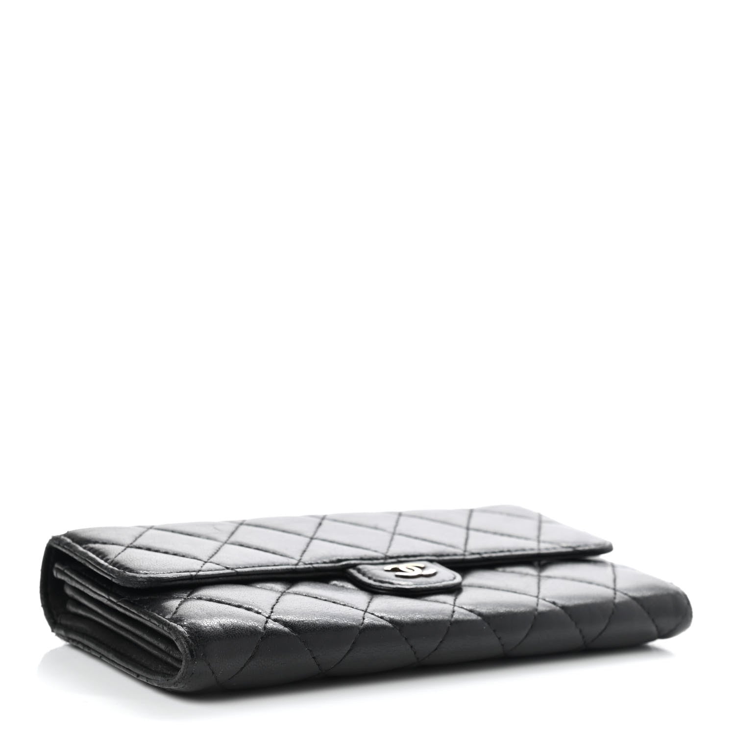Chanel Lambskin Quilted Large Gusset Flap Wallet Black 4 of 24