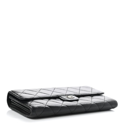 Chanel Lambskin Quilted Large Gusset Flap Wallet Black 4 of 24