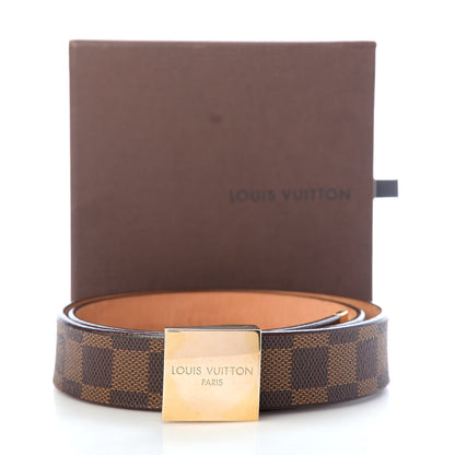 Louis Vuitton Damier Ebene LV Paris Buckle Belt 75 30 Gold 9 of 9